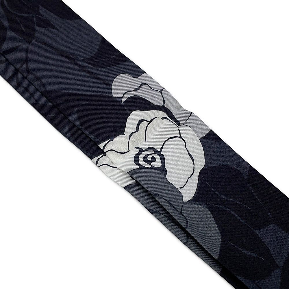 Chanel Scarf CC Logo Camellia All Over Pattern Silk Black