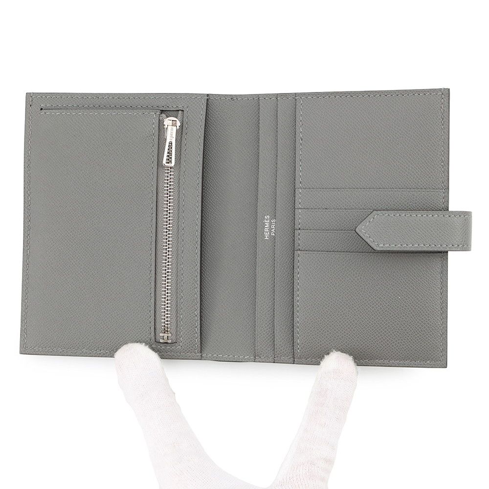 Hermes Bifold Wallet Bearn Compact Grimeia Silver Vo Madame