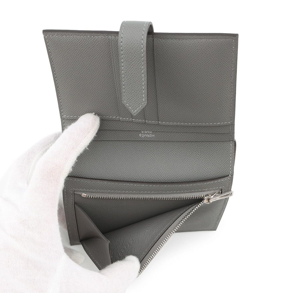 Hermes Bifold Wallet Bearn Compact Grimeia Silver Vo Madame