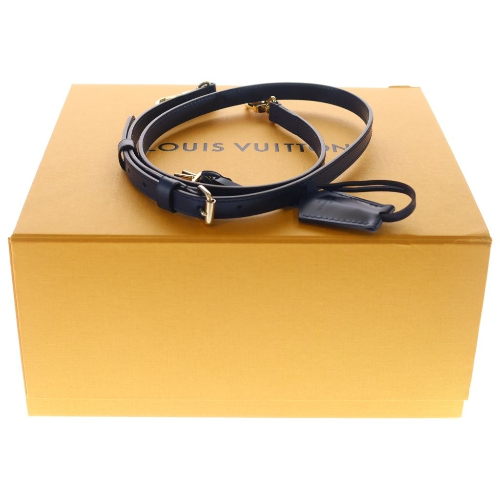 Louis Vuitton Monogram Petite Valise 2-Way Shoulder Bag Blue Leather Gold