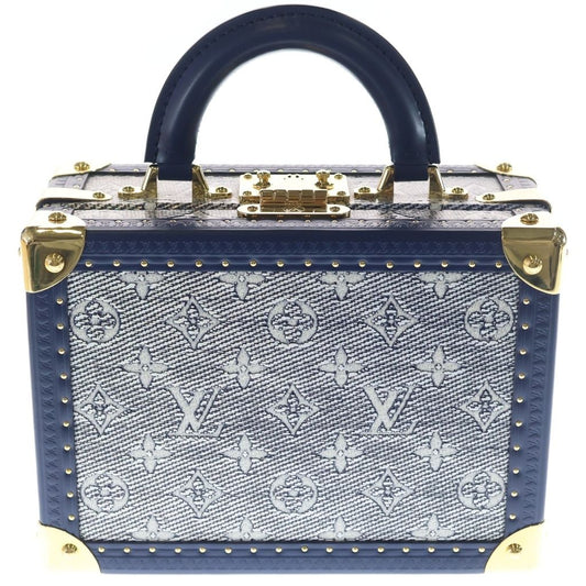 Louis Vuitton Monogram Petite Valise 2-Way Shoulder Bag Blue Leather Gold