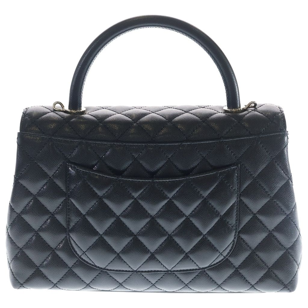 Chanel Coco Handle 29 2-Way Shoulder Bag Black Caviar Leather Gold