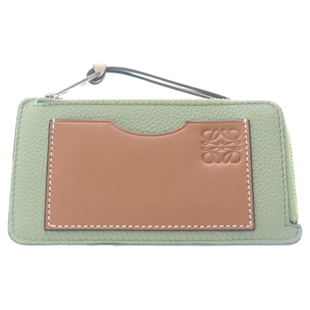 Loewe Anagram Leather Card Case Green Brown