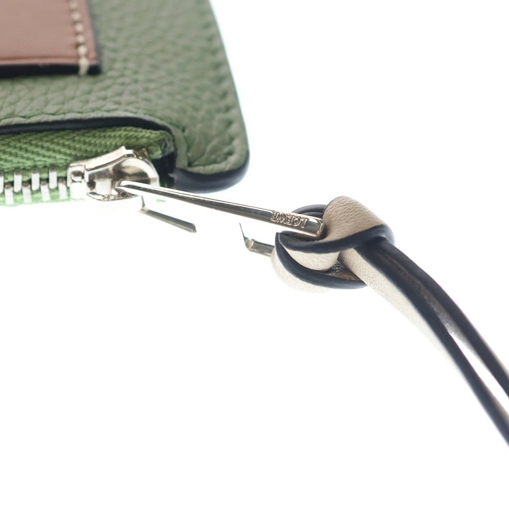 Loewe Anagram Leather Card Case Green Brown