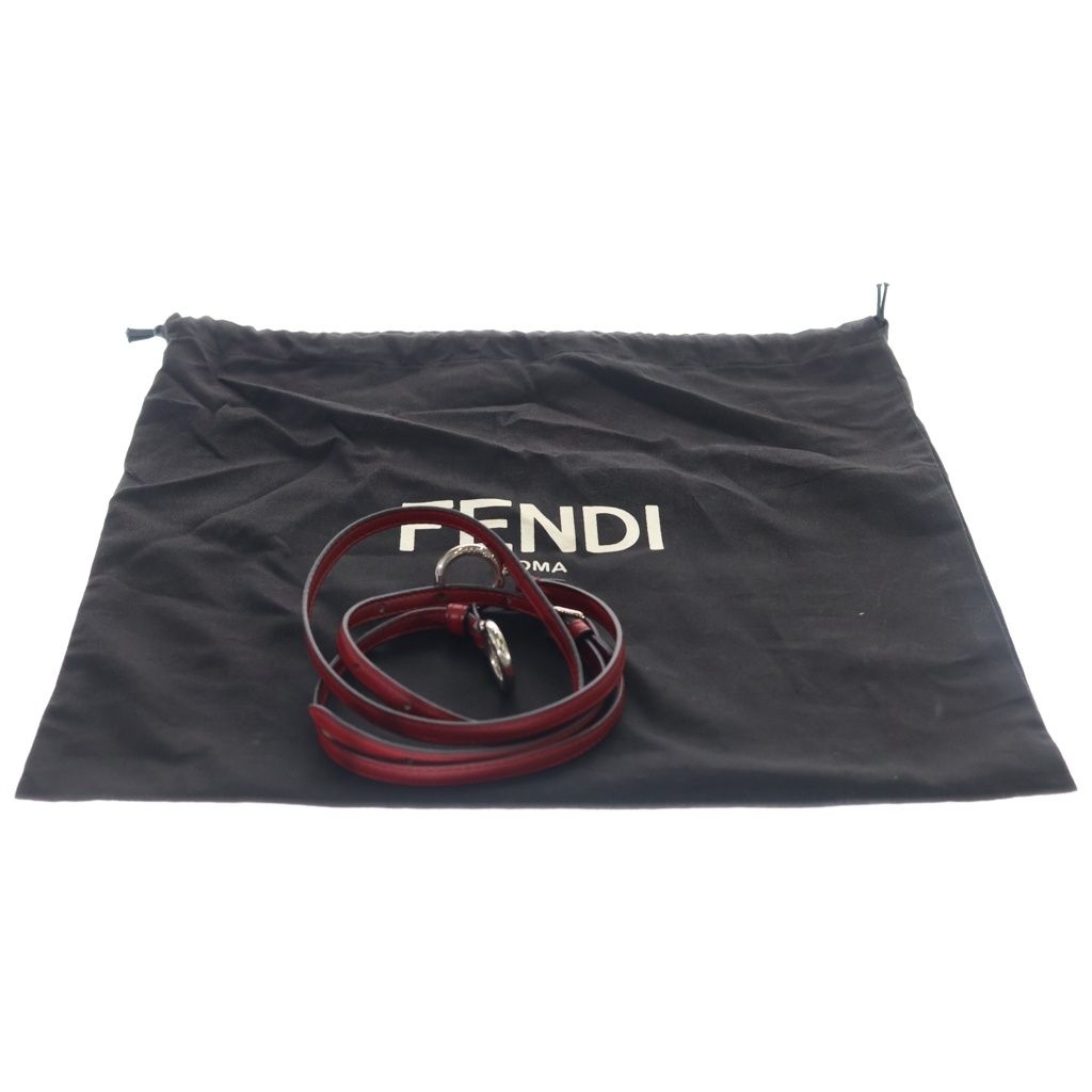 Fendi Peekaboo Mini Mon Star 2-Way Mini Shoulder Bag Red Leather 8 Silver