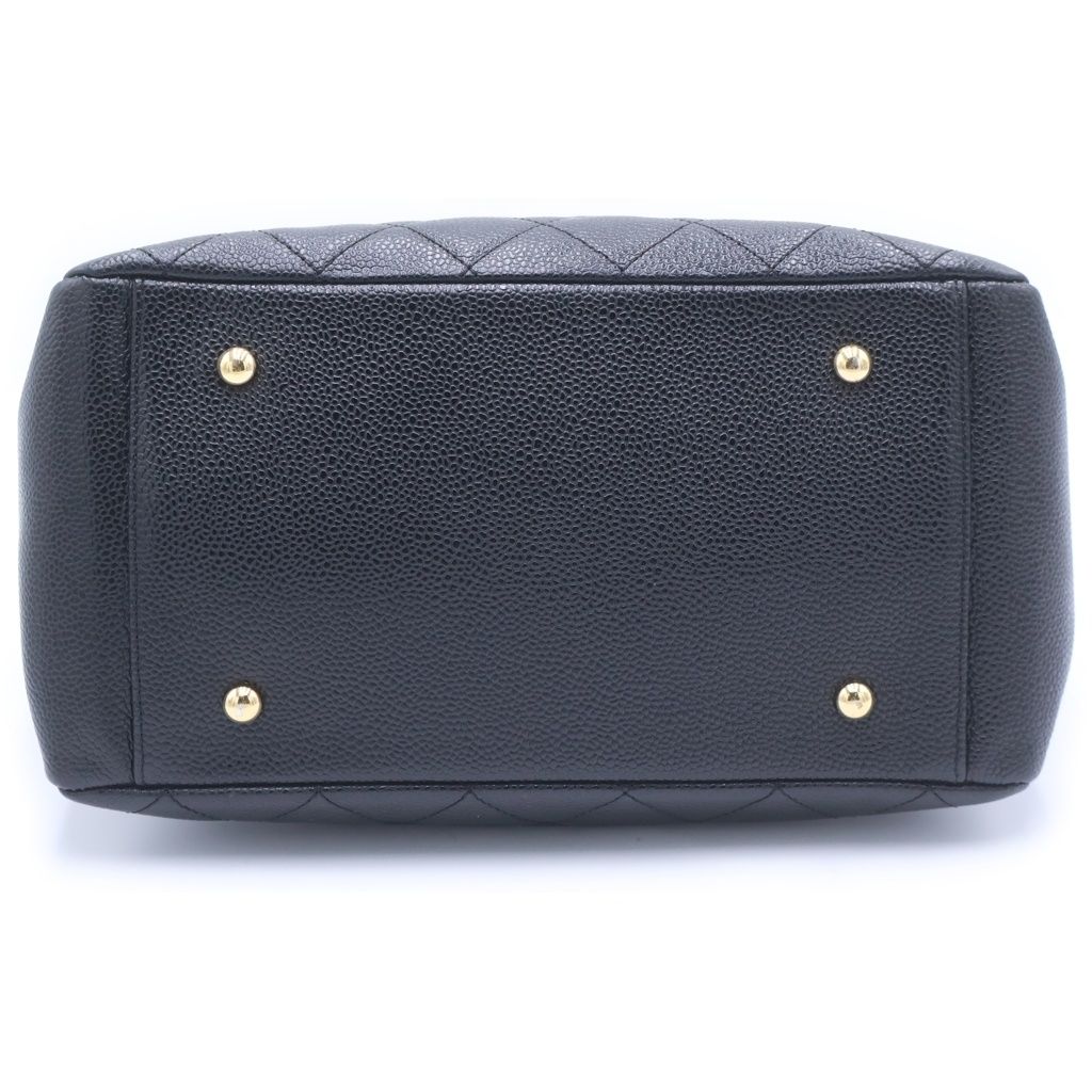 Chanel CC Logo 2-Way Chain Shoulder Bag Black Caviar Leather Gold