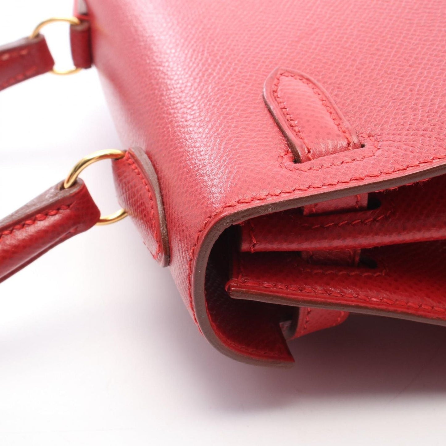 Hermes Handbag Mini Sellier 2-Way Rouge Vif Leather Mini Kelly