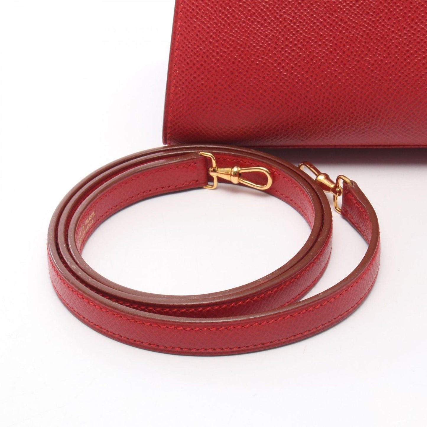 Hermes Handbag Mini Sellier 2-Way Rouge Vif Leather Mini Kelly