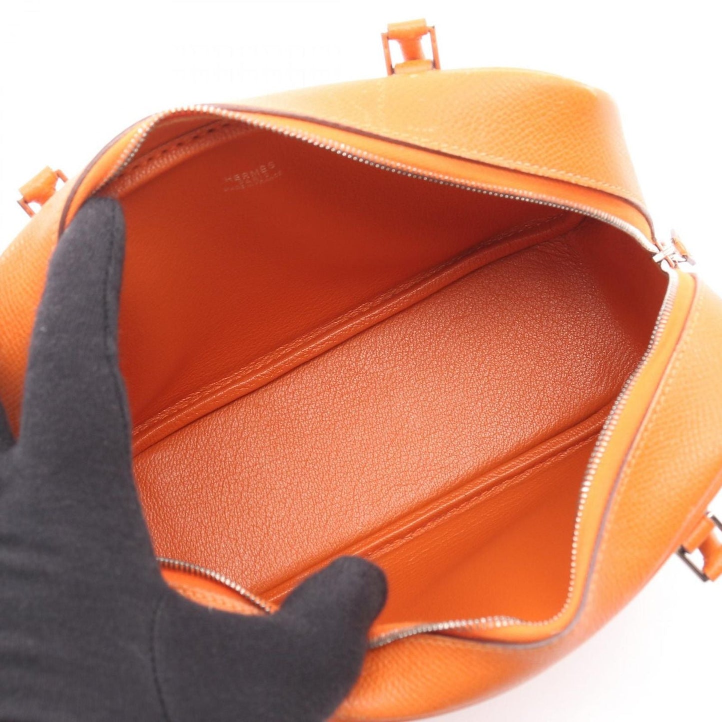 Hermes Handbag Mini Plume 20 Orange Leather Calf