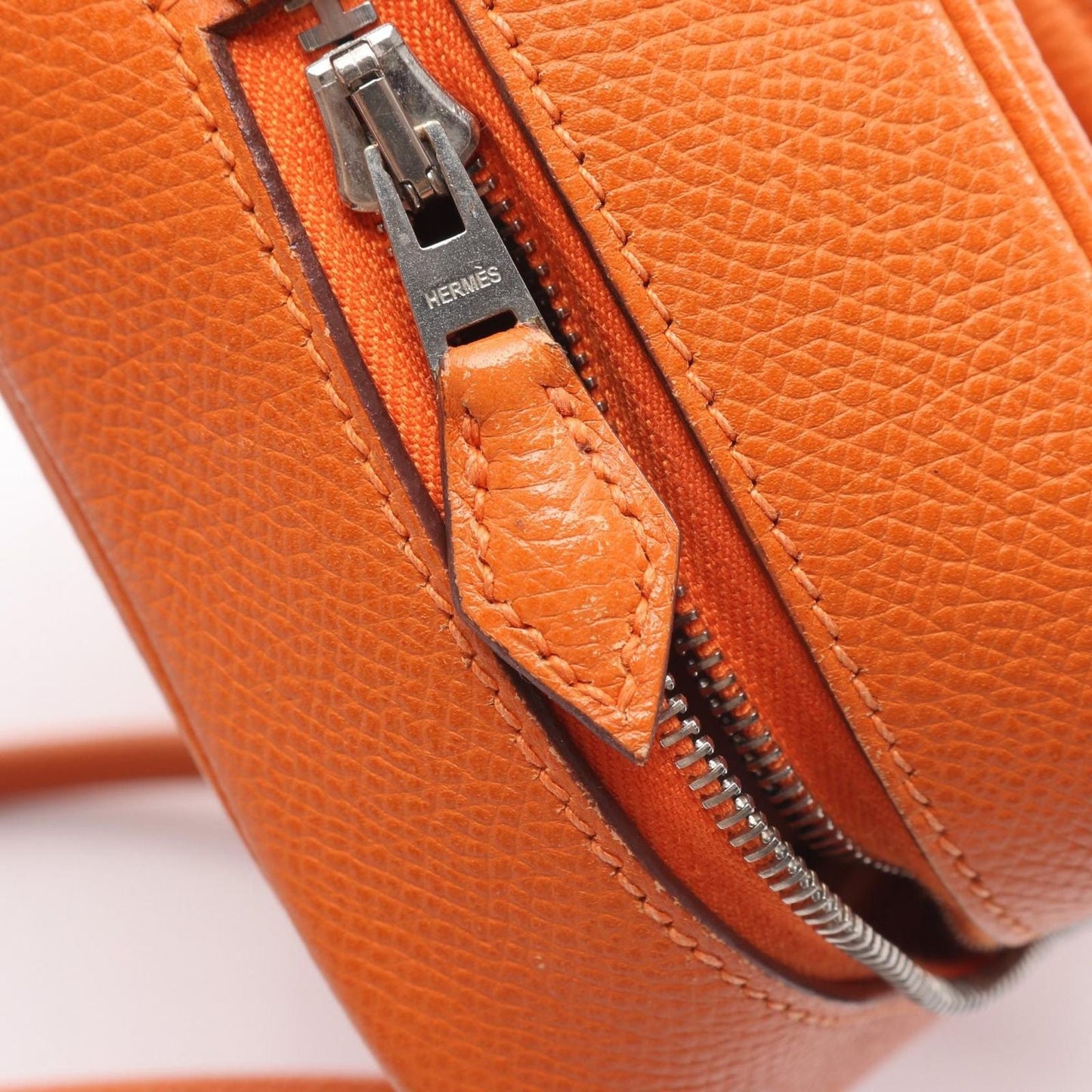 Hermes Handbag Mini Plume 20 Orange Leather Calf