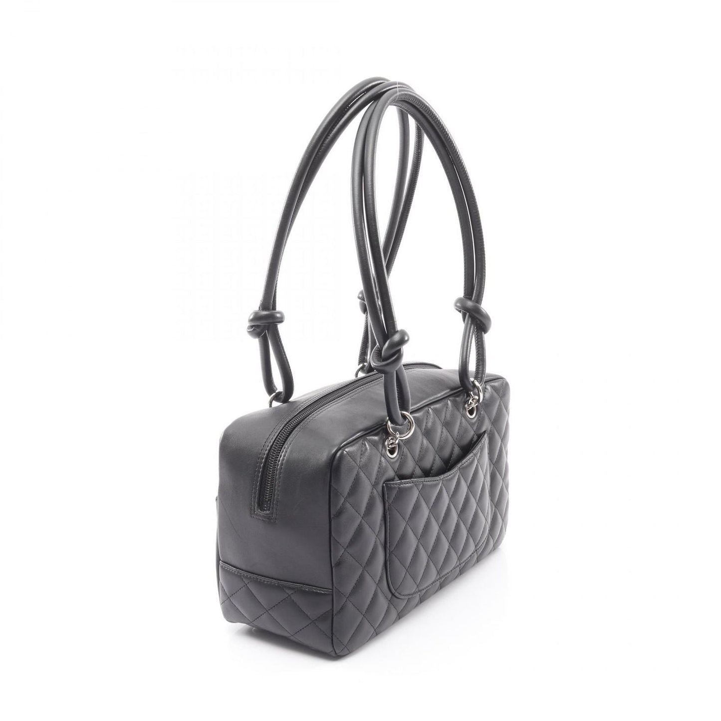 Chanel Shoulder Bag Cambon Line Black Leather Patent