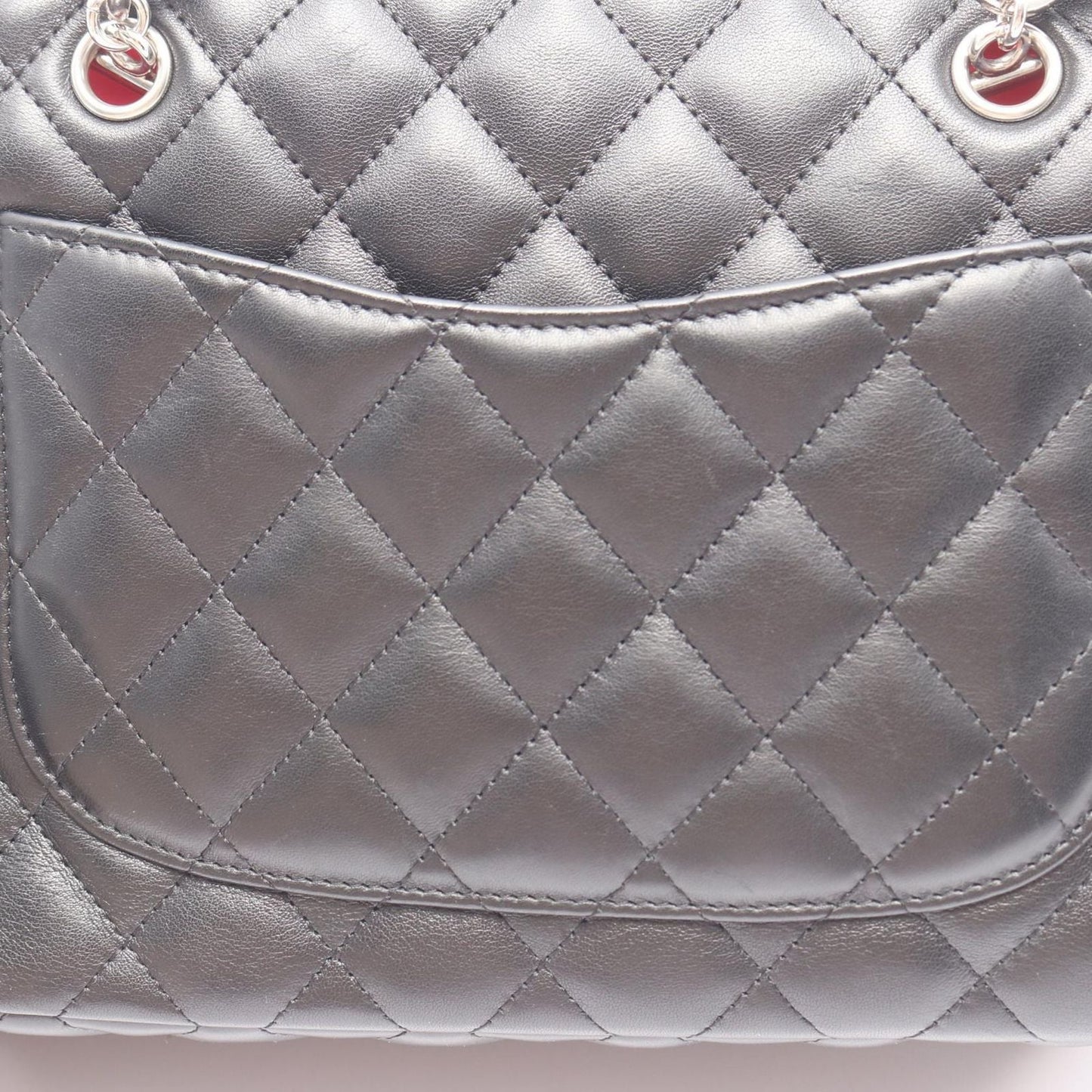 Chanel Shoulder Bag Cambon Line Black Leather Patent