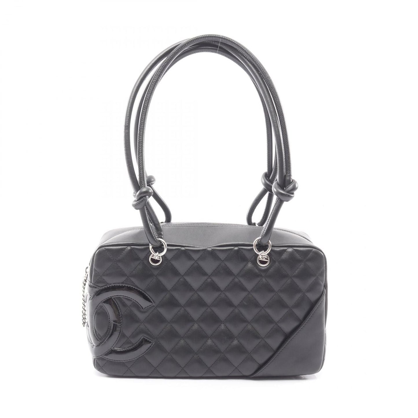 Chanel Shoulder Bag Cambon Line Black Leather Patent