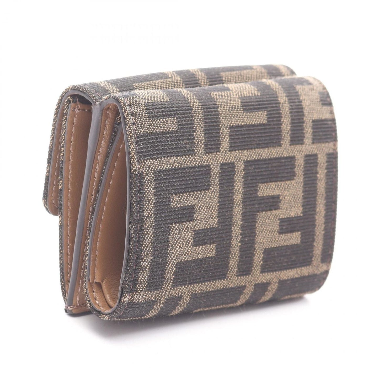 Fendi Trifold Wallet Baguette Zucca Brown Canvas