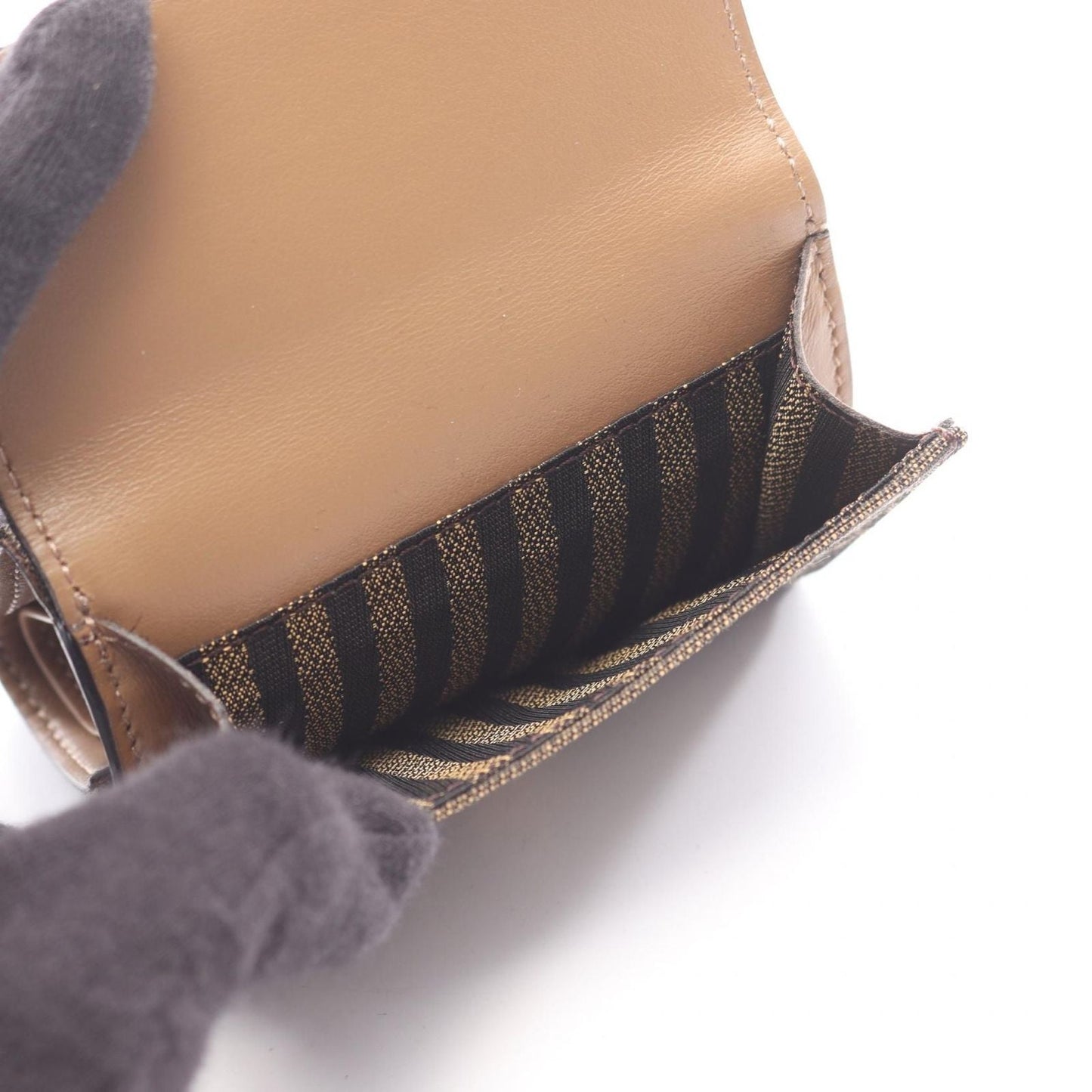 Fendi Trifold Wallet Baguette Zucca Brown Canvas