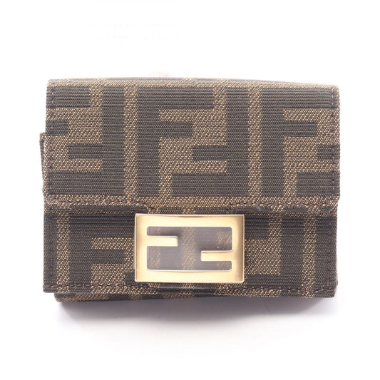 Fendi Trifold Wallet Baguette Zucca Brown Canvas