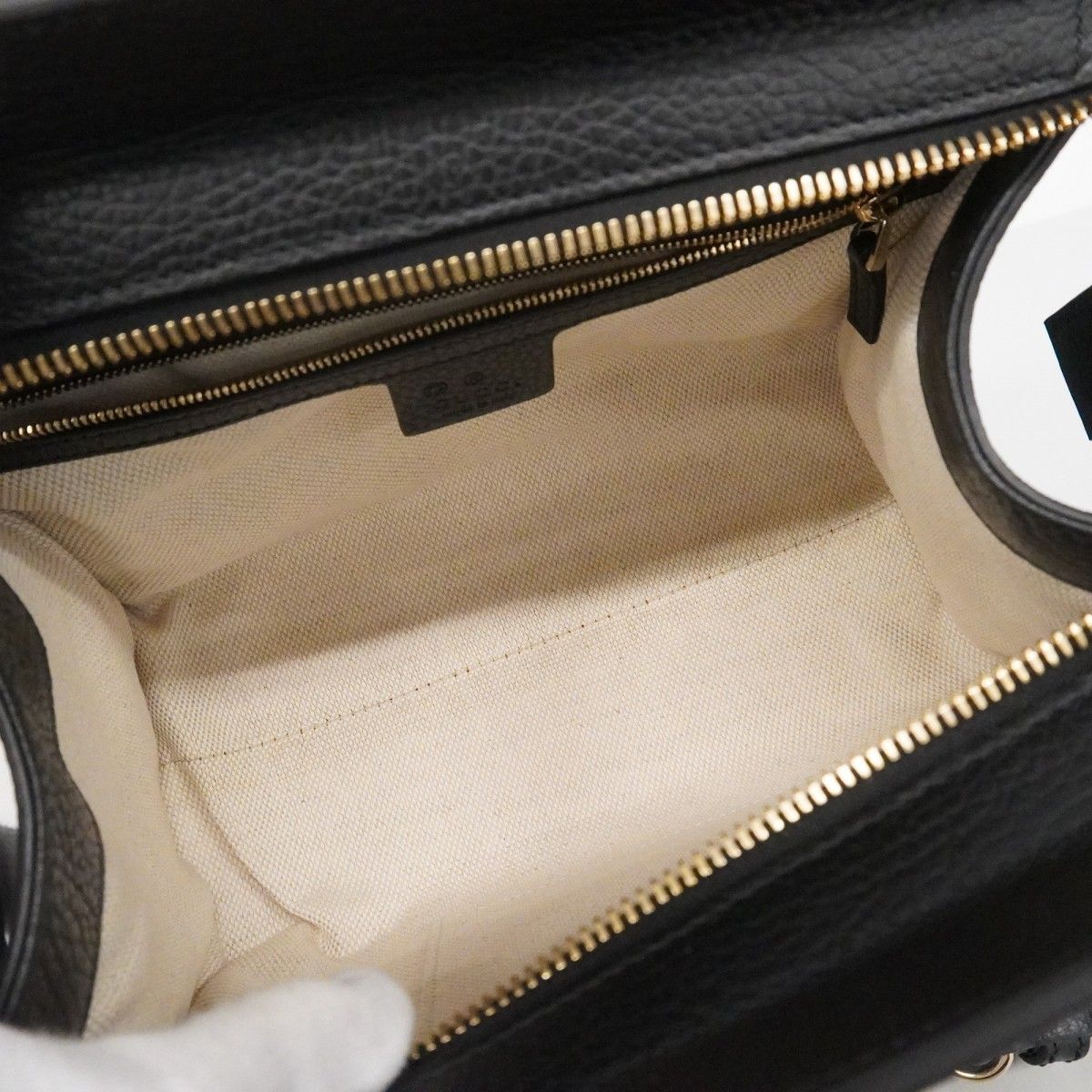 Gucci Handbag Interlocking Leather Black Gold 2-Way Bag