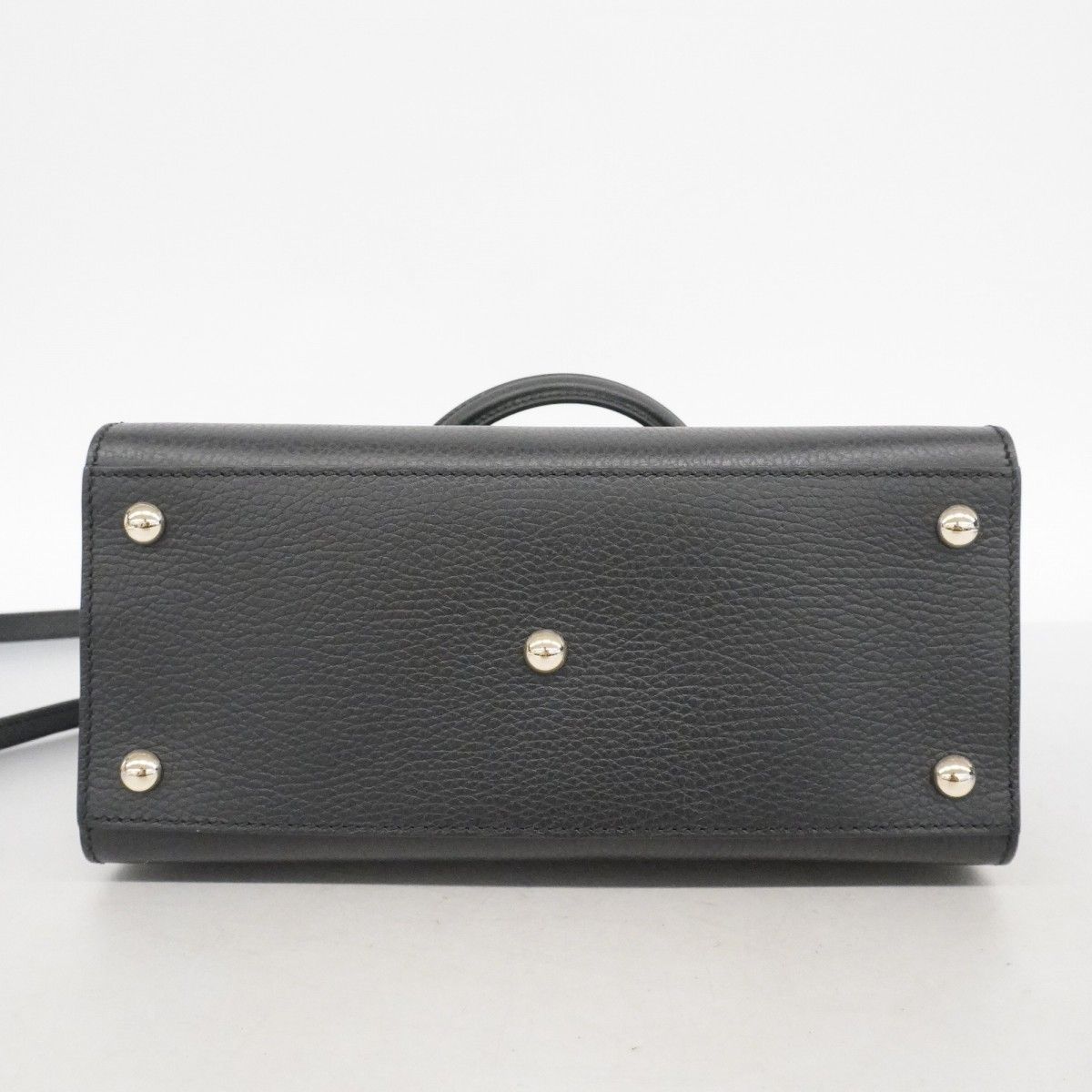 Gucci Handbag Interlocking Leather Black Gold 2-Way Bag