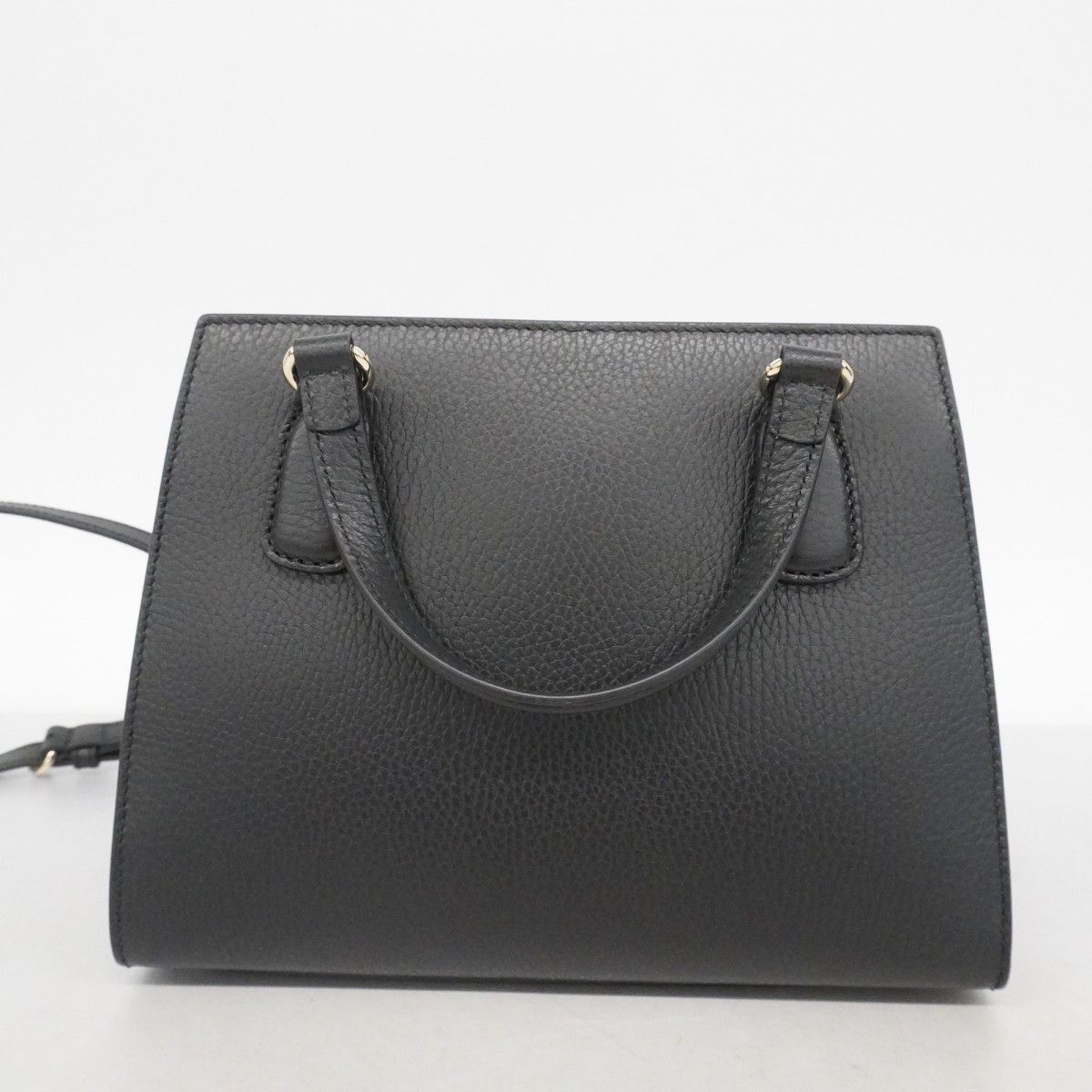 Gucci Handbag Interlocking Leather Black Gold 2-Way Bag