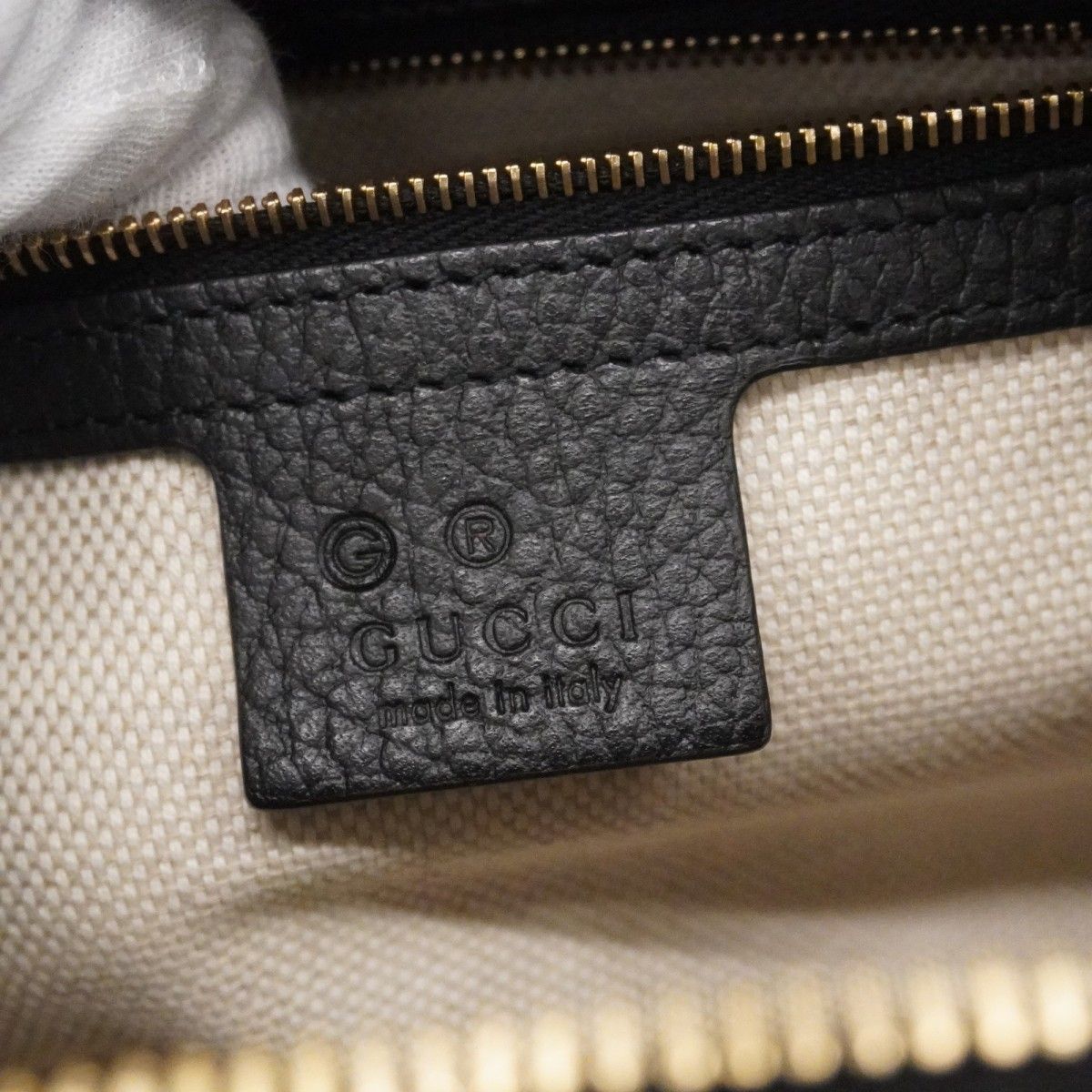 Gucci Handbag Interlocking Leather Black Gold 2-Way Bag