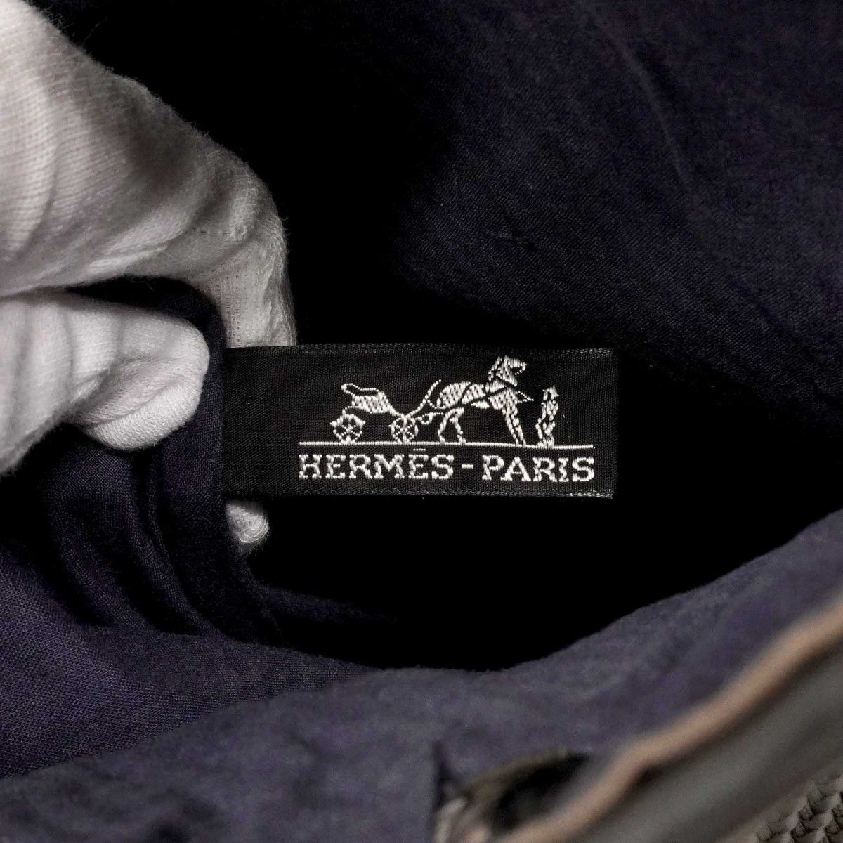 Hermes Tote Anada Badiago PM Leather Polyester Gray Silver