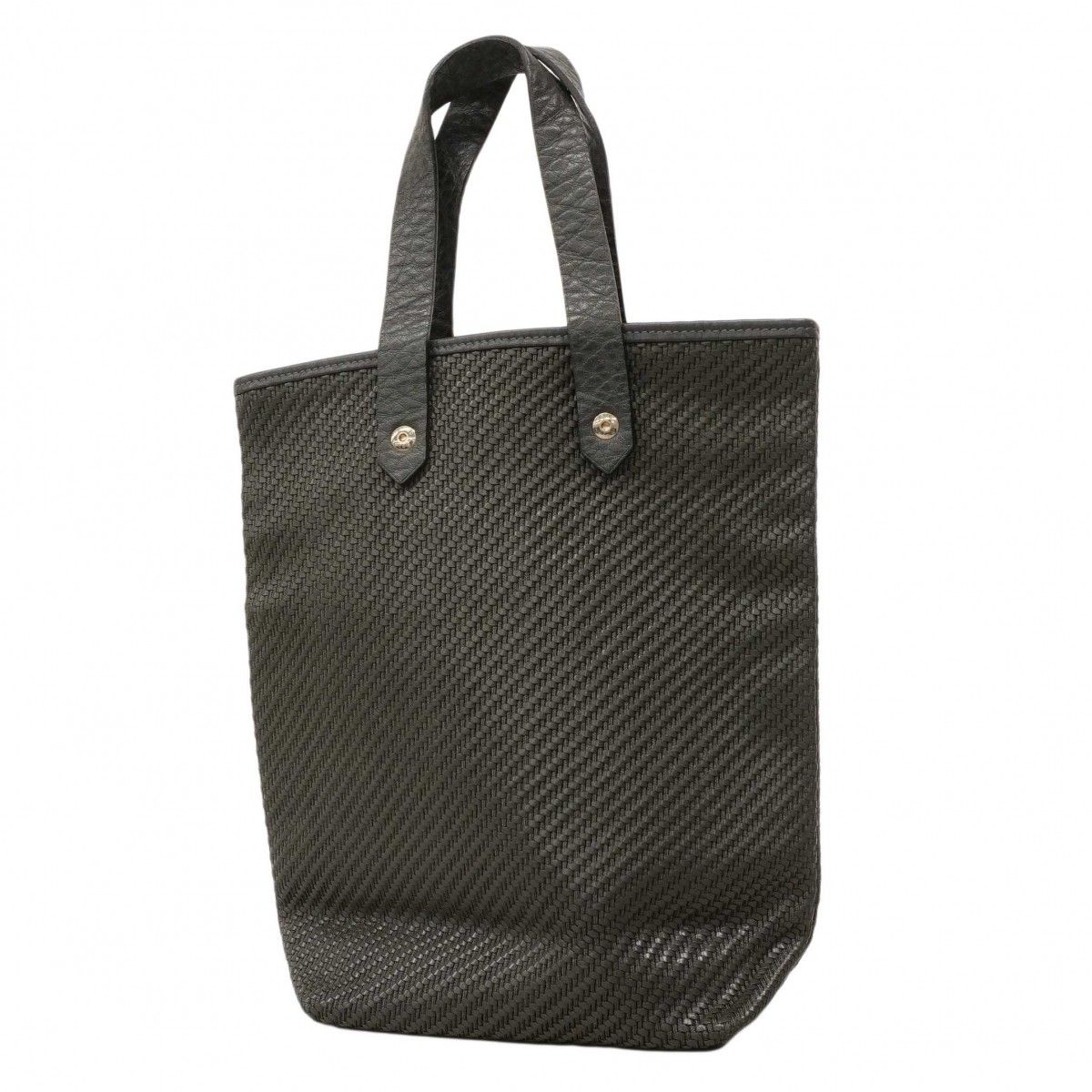 Hermes Tote Anada Badiago PM Leather Polyester Gray Silver