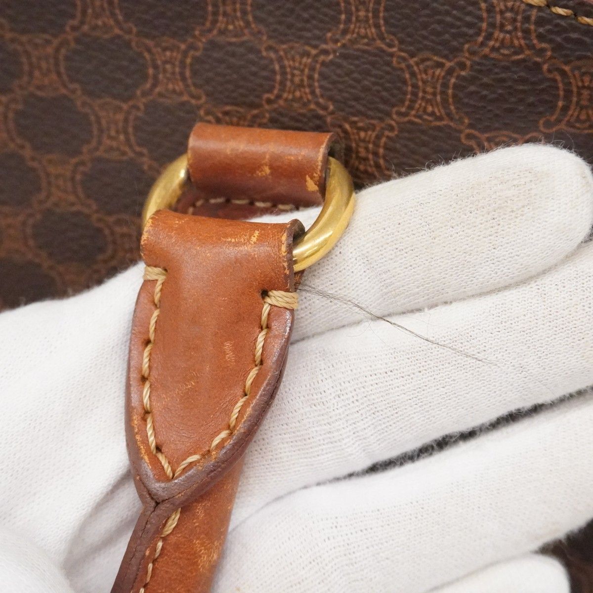 Celine Handbag Macadam Brown Gold