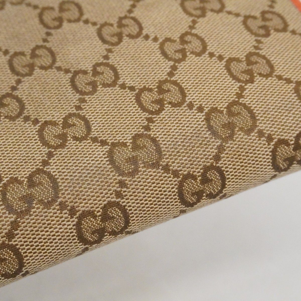 Gucci Wallet GG Canvas Beige Brown Orange Red Gold