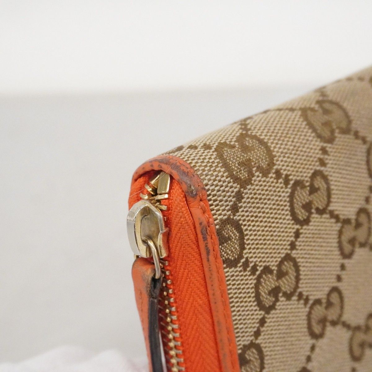 Gucci Wallet GG Canvas Beige Brown Orange Red Gold
