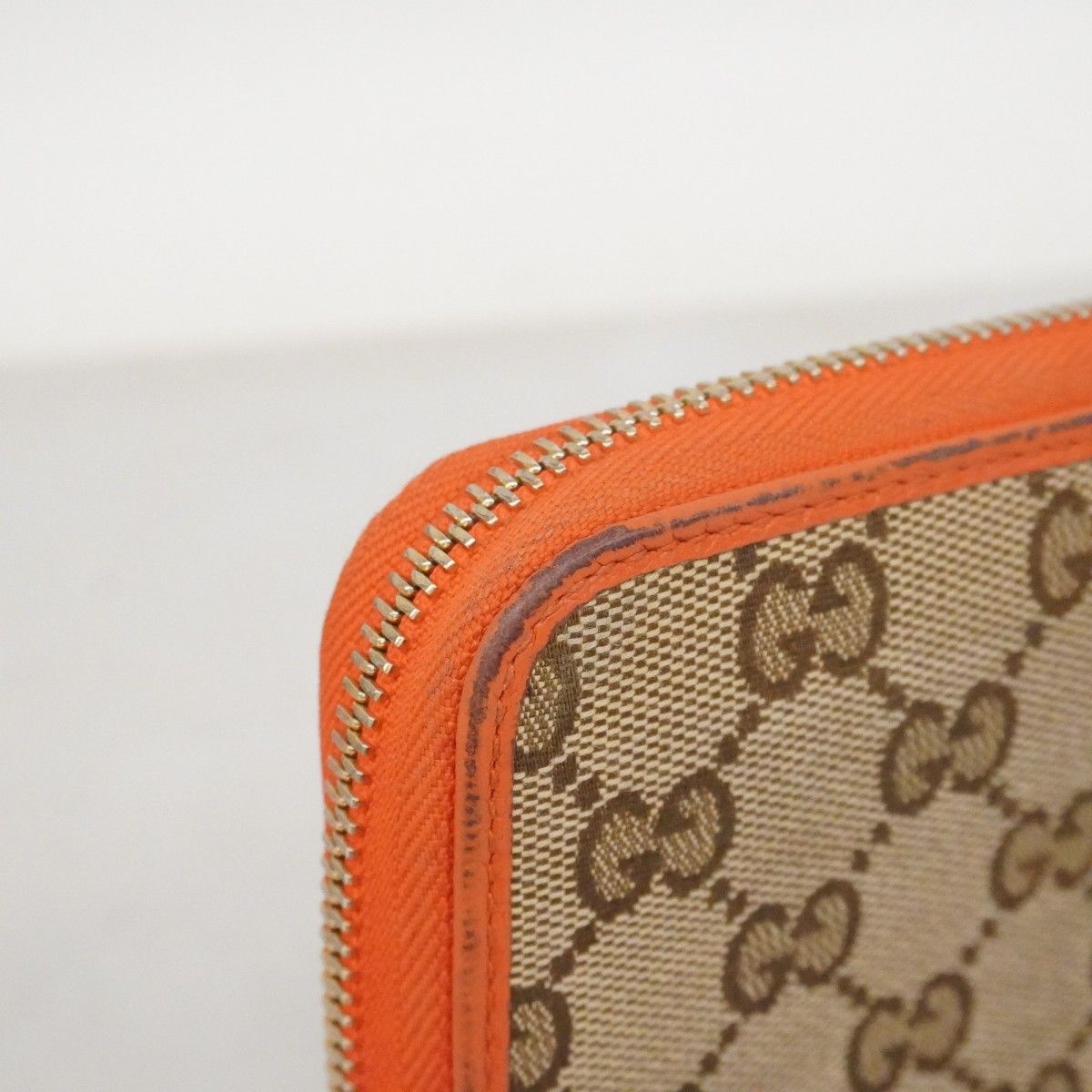 Gucci Wallet GG Canvas Beige Brown Orange Red Gold