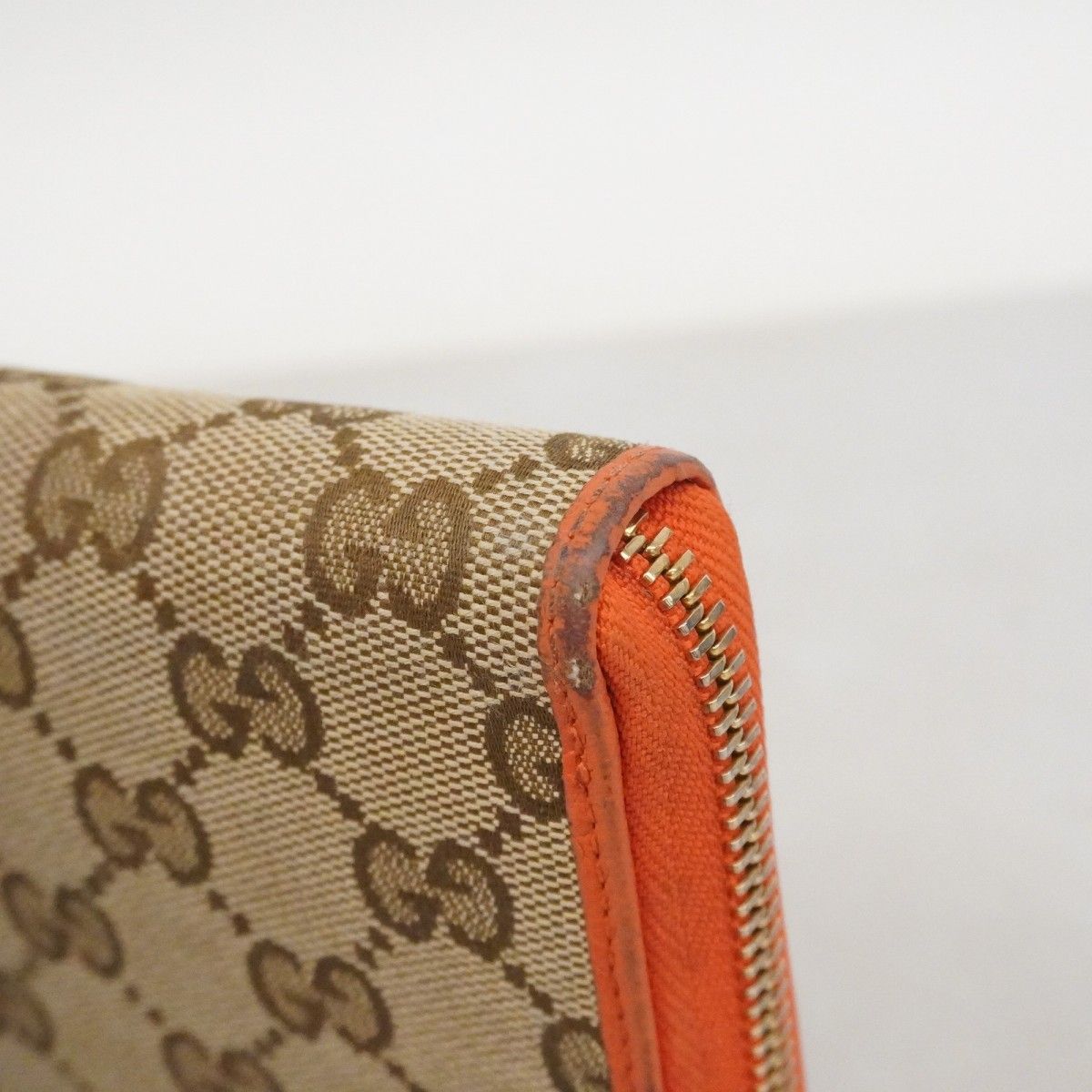 Gucci Wallet GG Canvas Beige Brown Orange Red Gold
