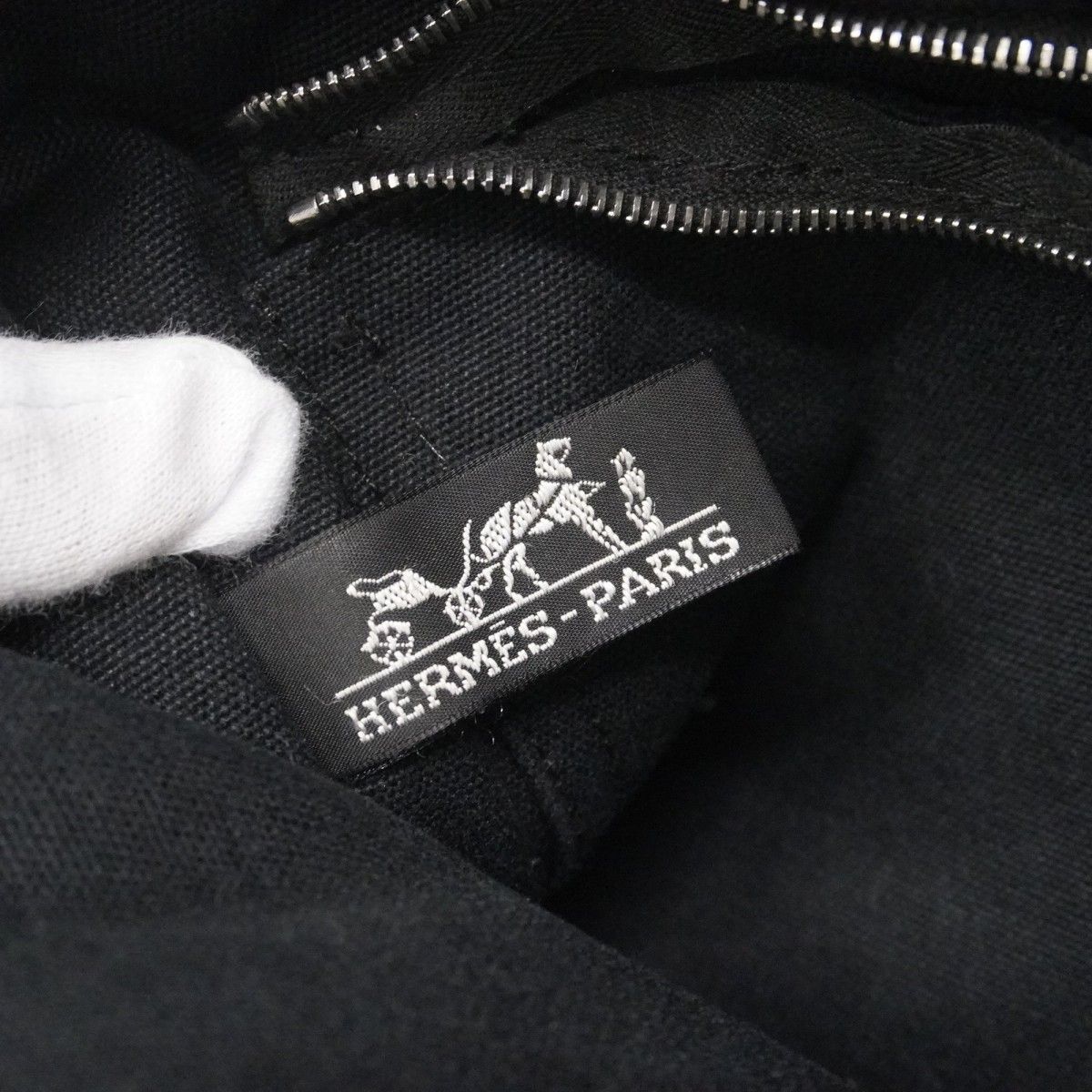 Hermes Handbag Fourre Tout PM Canvas Black Silver