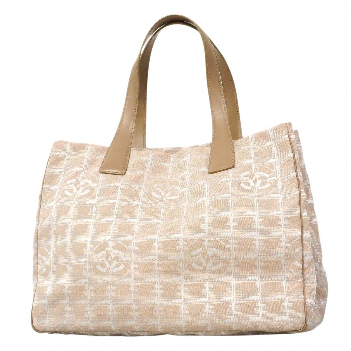 Chanel Tote New Travel Nylon Beige Gold