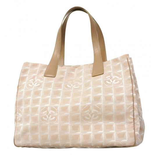 Chanel Tote New Travel Nylon Beige Gold