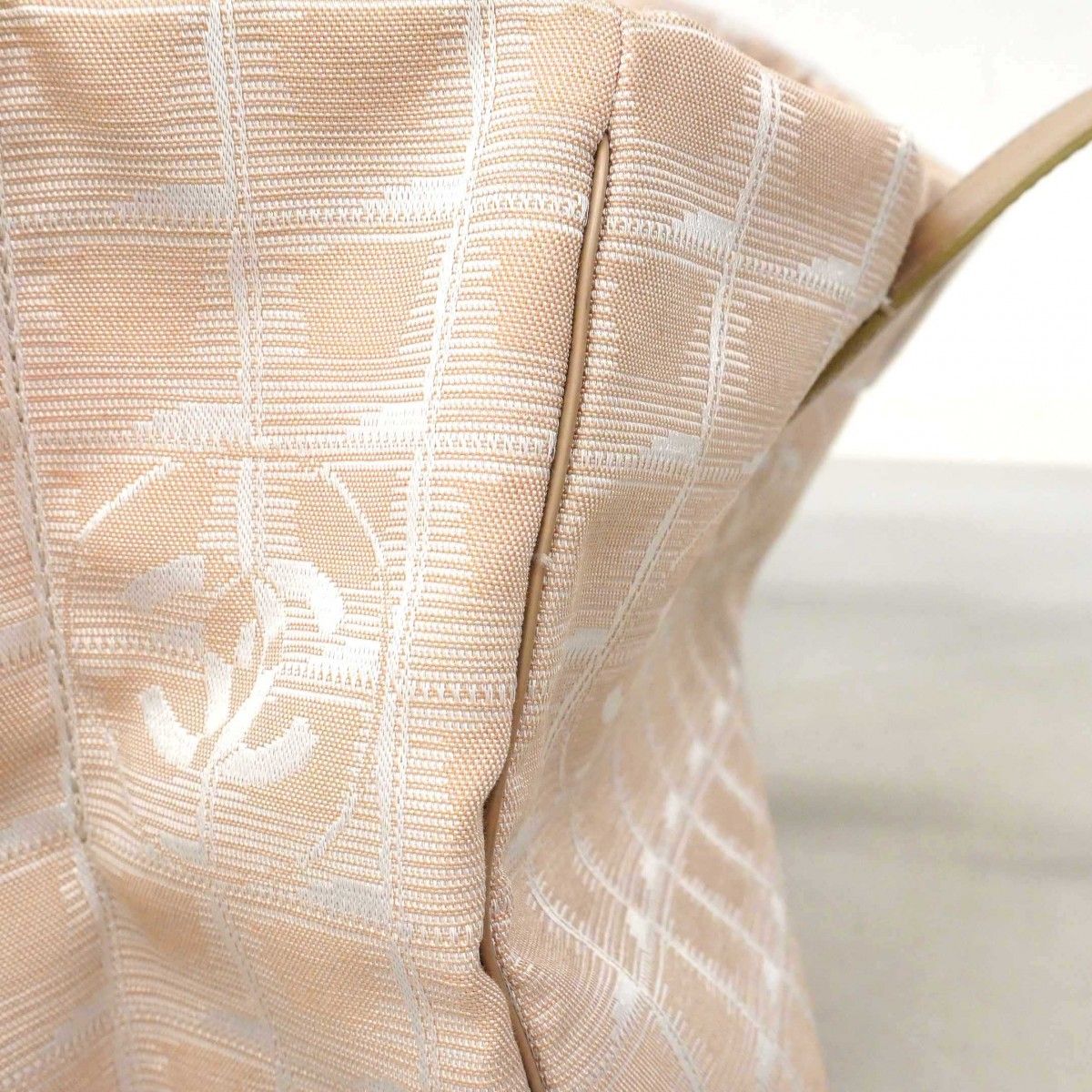 Chanel Tote New Travel Nylon Beige Gold