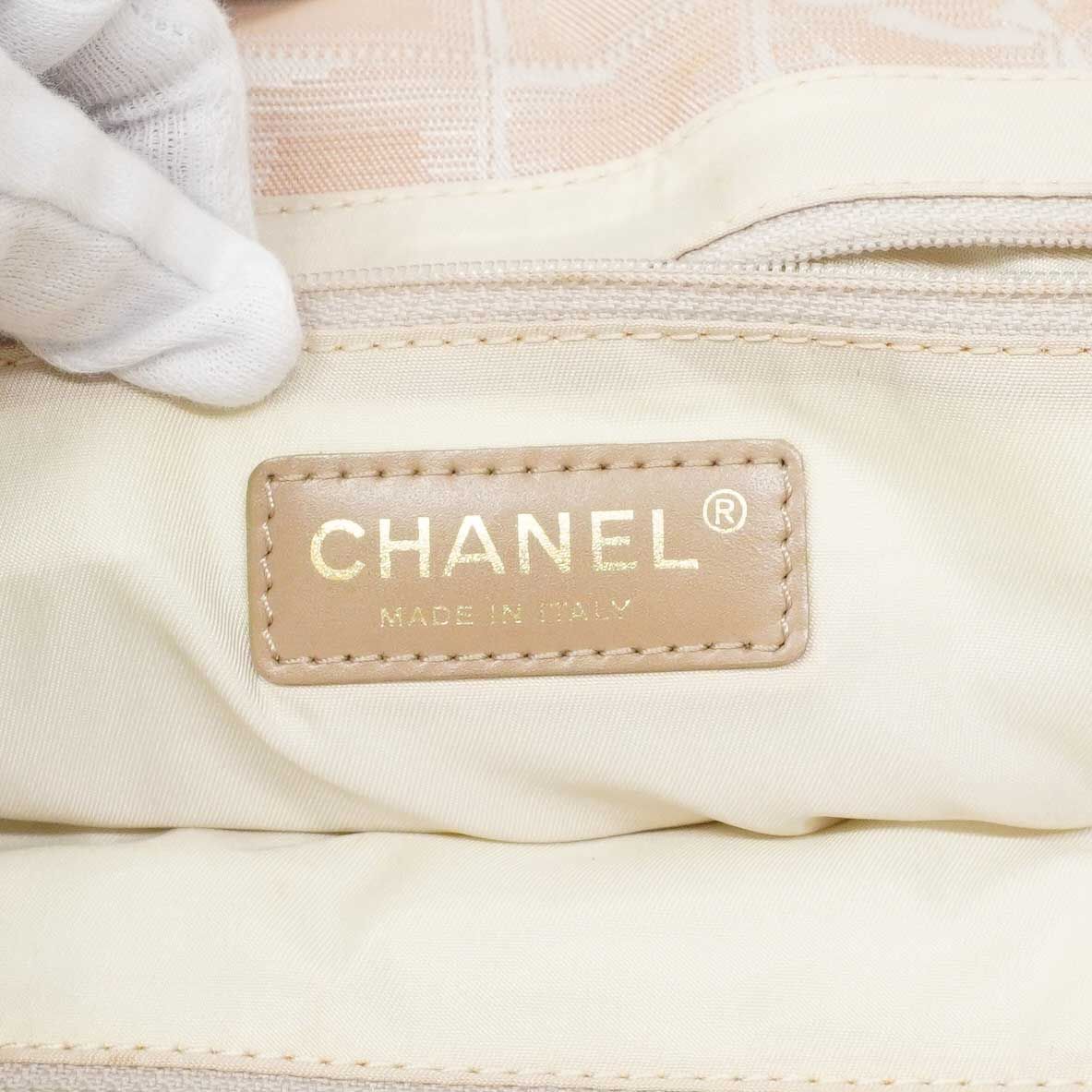 Chanel Tote New Travel Nylon Beige Gold