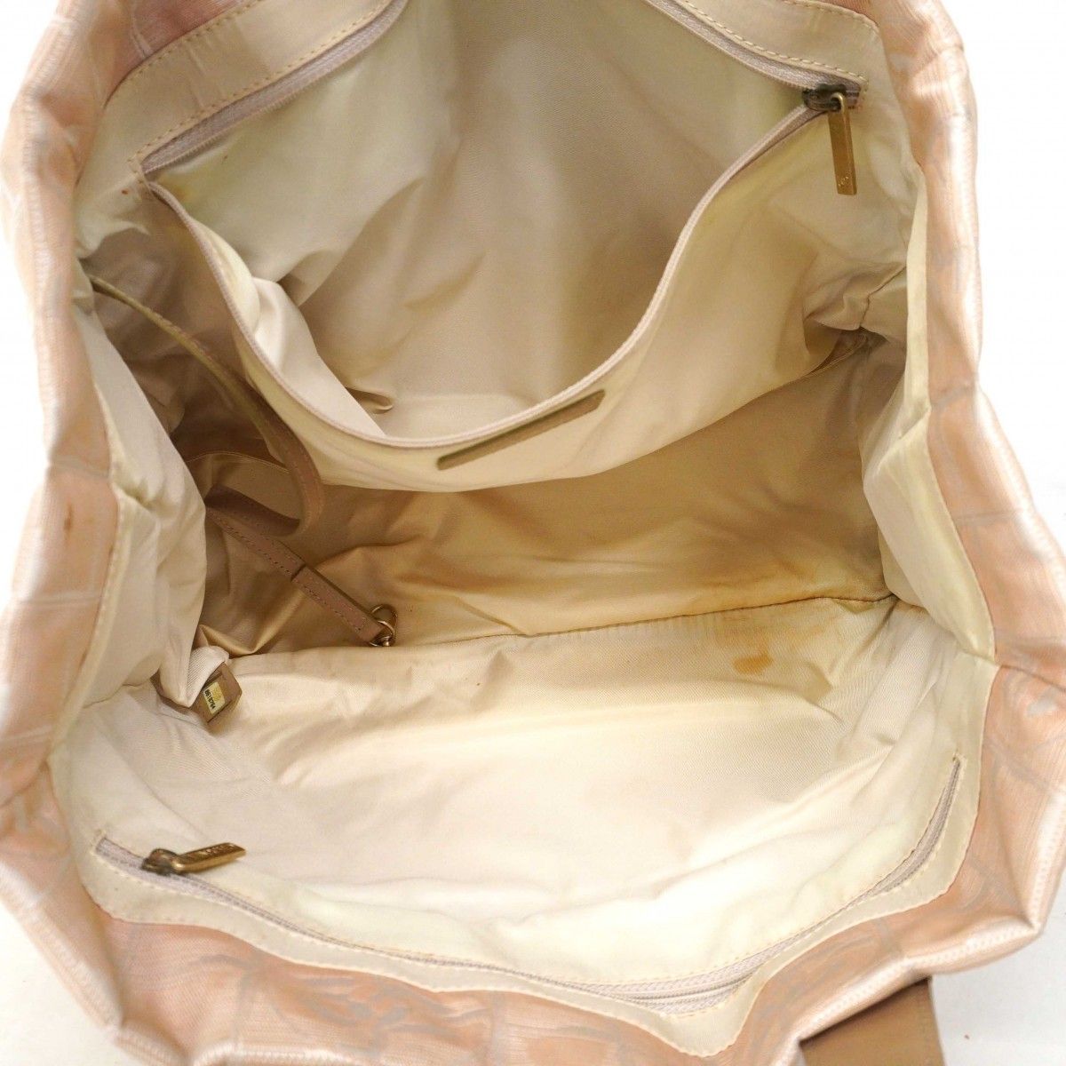 Chanel Tote New Travel Nylon Beige Gold
