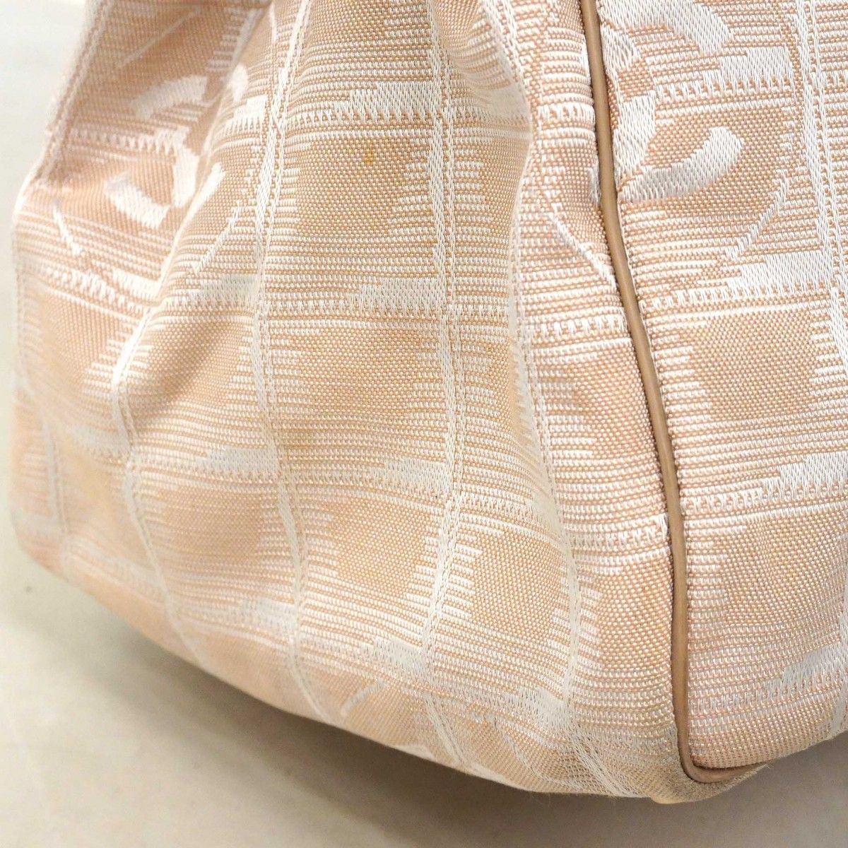 Chanel Tote New Travel Nylon Beige Gold