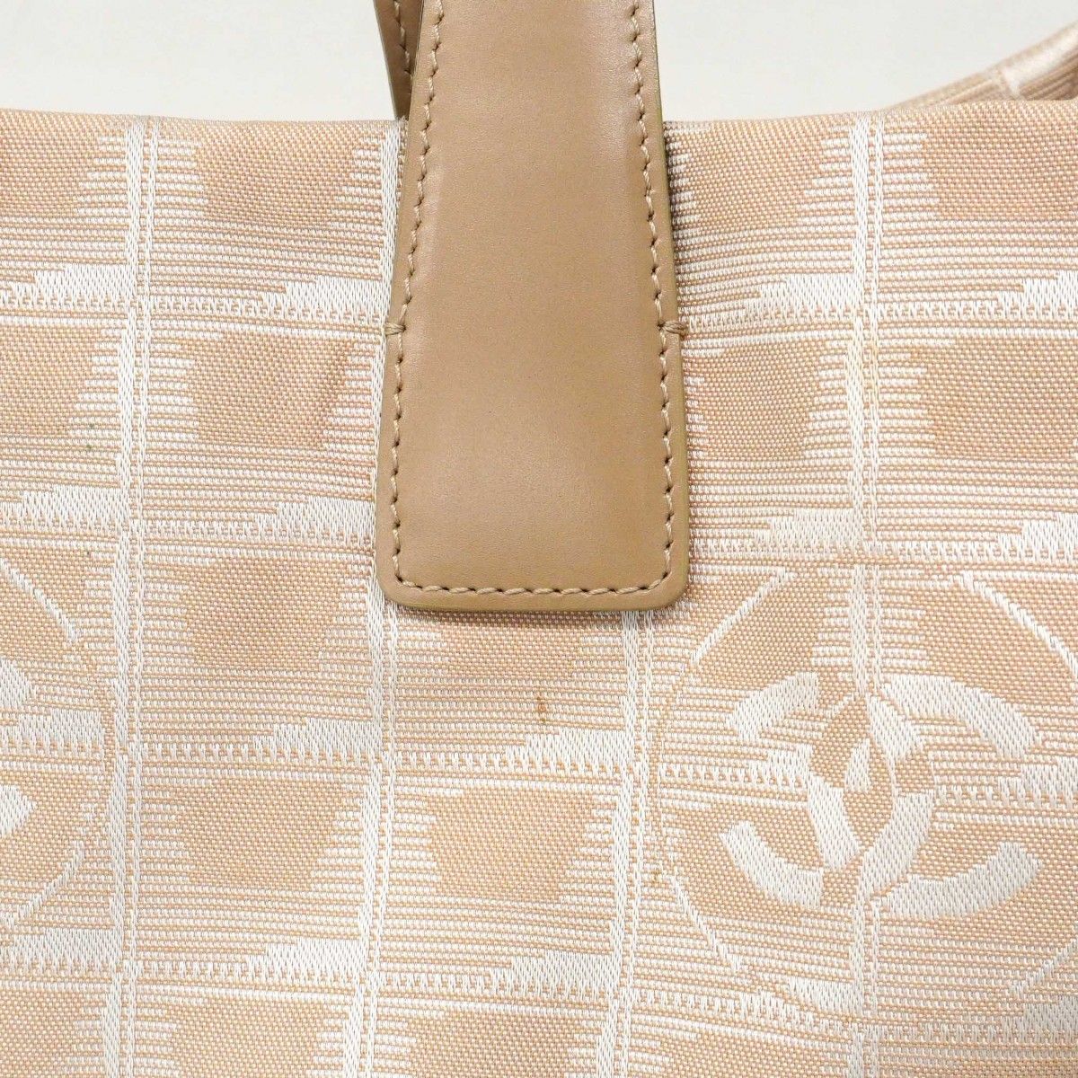 Chanel Tote New Travel Nylon Beige Gold
