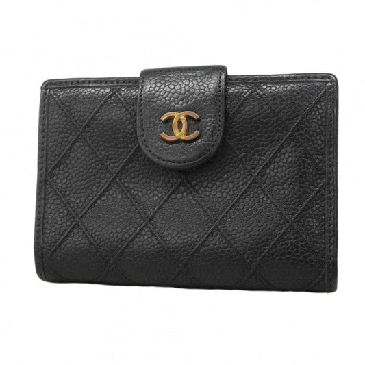 Chanel Wallet Bicolor Caviar Leather Black Gold