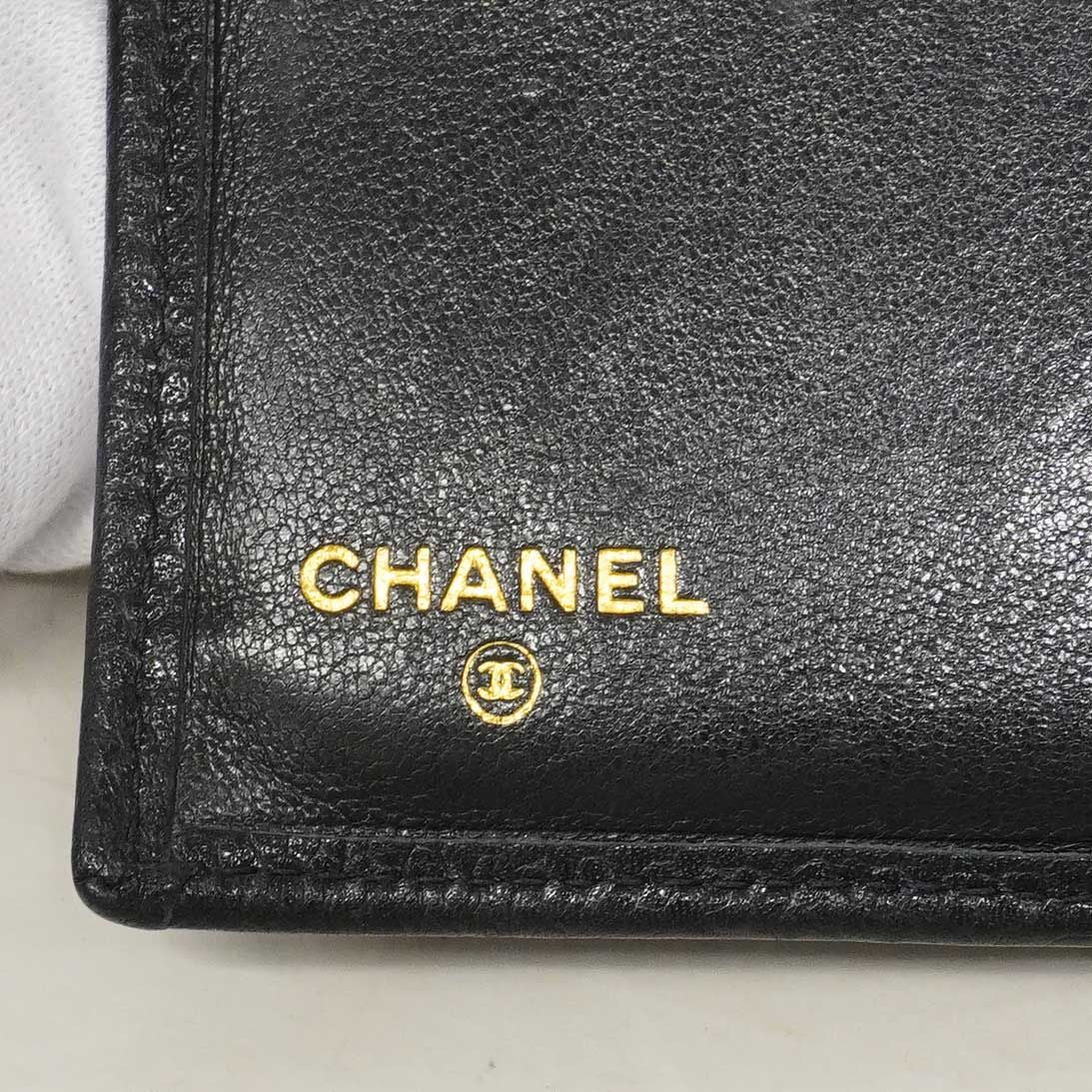 Chanel Wallet Bicolor Caviar Leather Black Gold