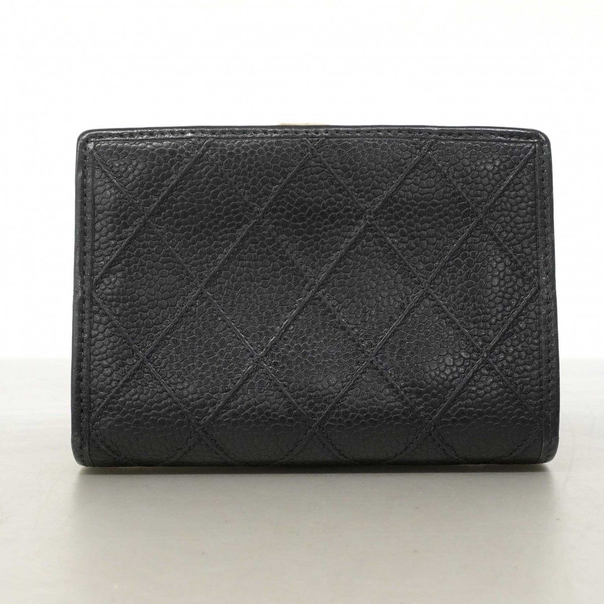 Chanel Wallet Bicolor Caviar Leather Black Gold