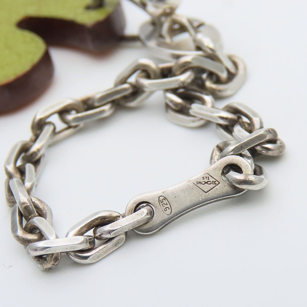 Hermes Bag Charm Clover Leather 925 Sterling Silver Green Orange Key Holder