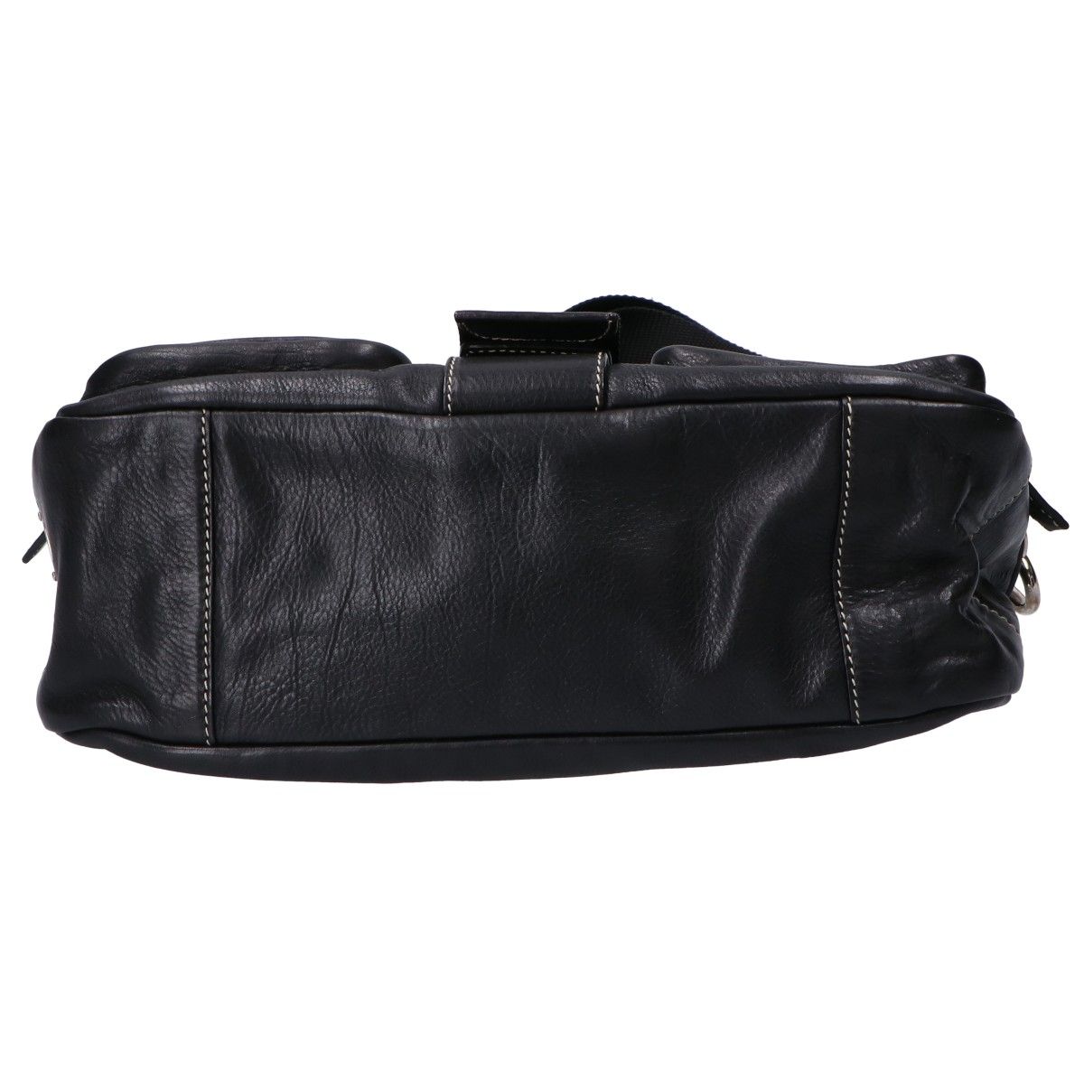 Prada Calfskin Triangle Plate Belt Flap All Leather