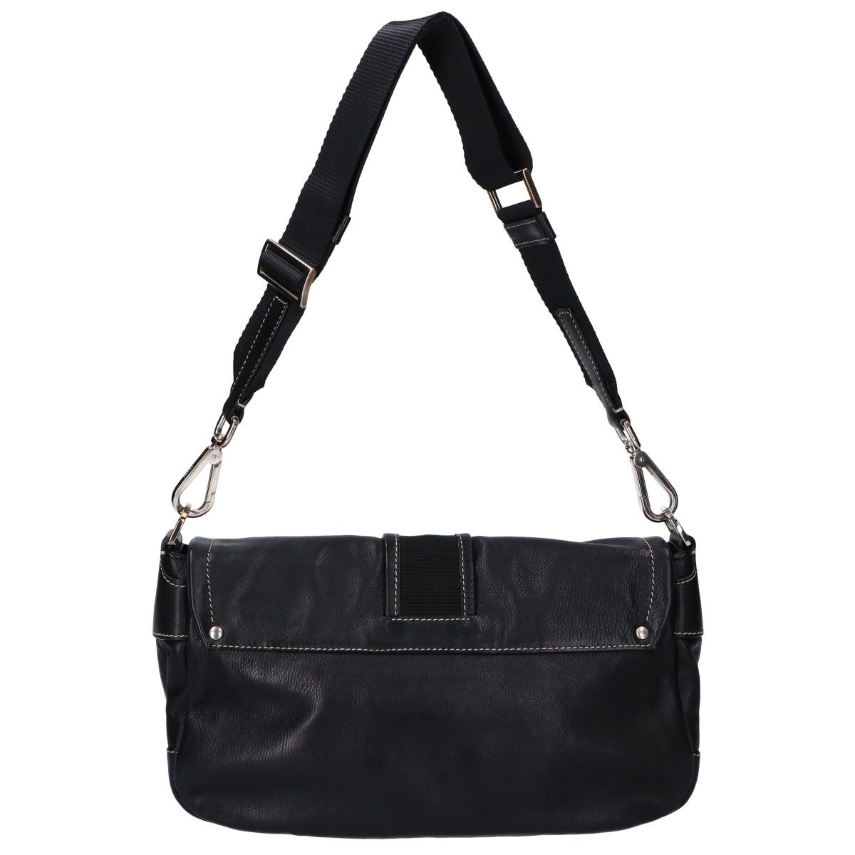 Prada Calfskin Triangle Plate Belt Flap All Leather