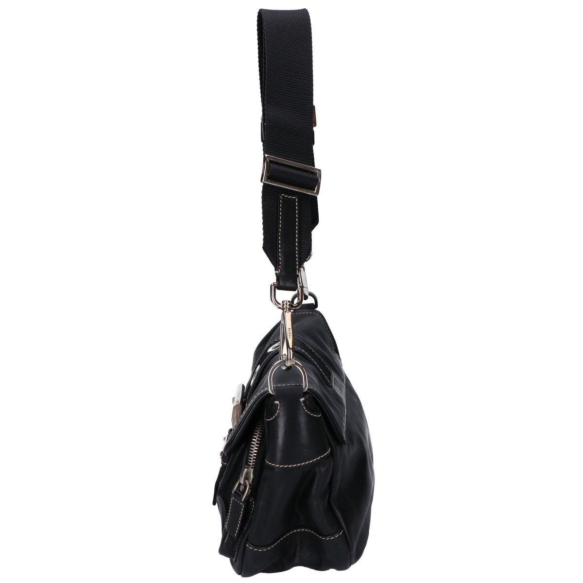 Prada Calfskin Triangle Plate Belt Flap All Leather