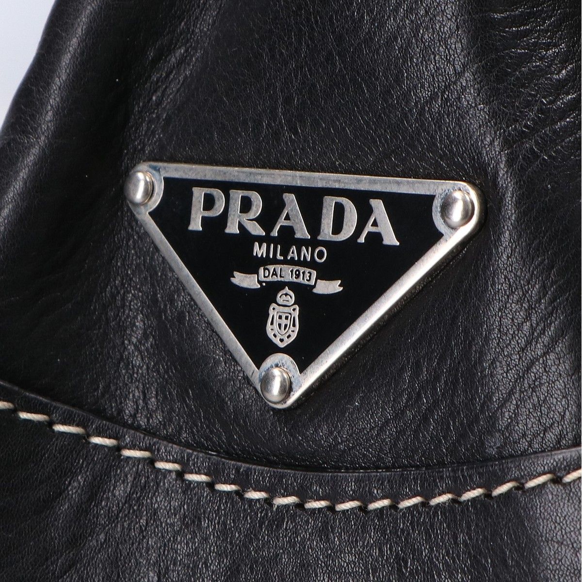 Prada Calfskin Triangle Plate Belt Flap All Leather