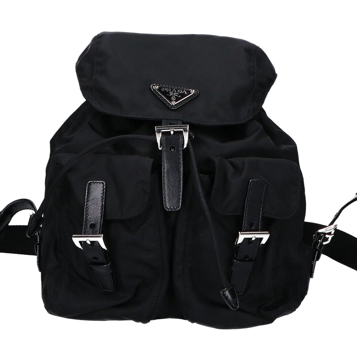 Prada Tessuto Nylon Leather Triangle Plate Backpack