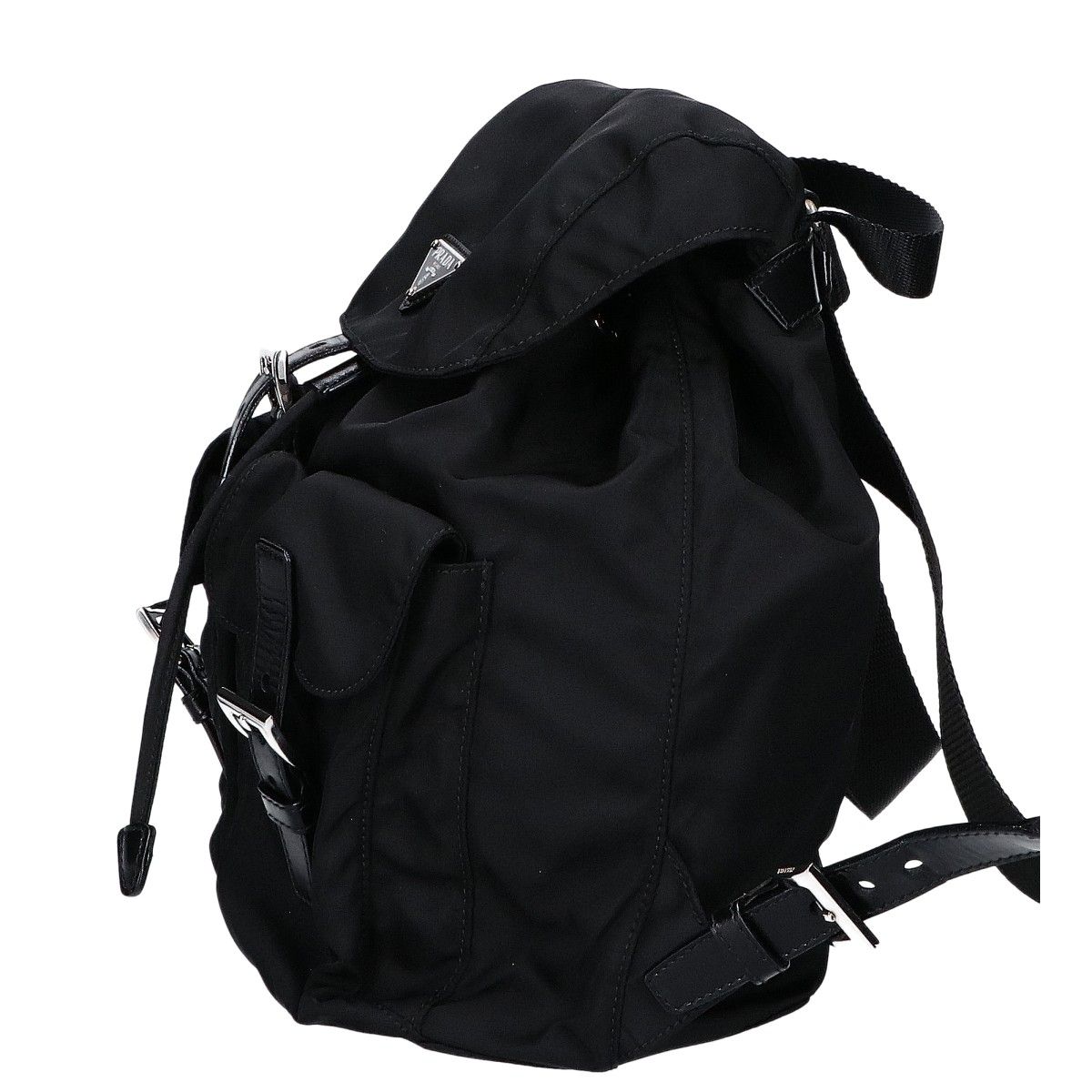 Prada Tessuto Nylon Leather Triangle Plate Backpack