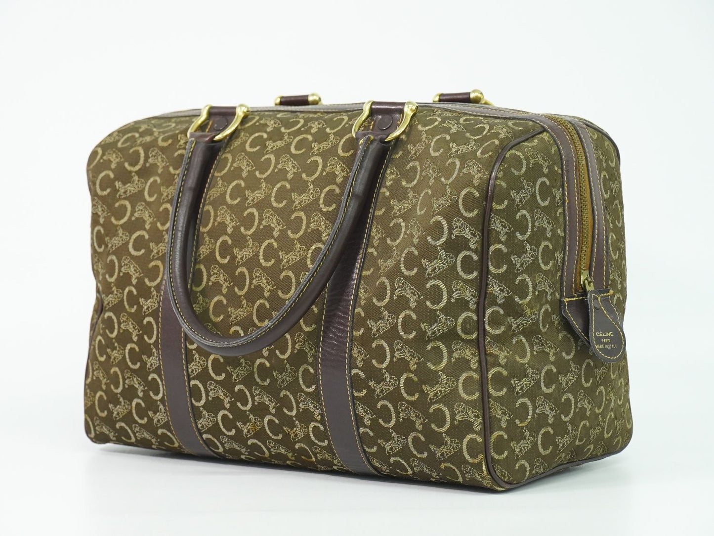 Celine C Sulky Mini Boston Bag Canvas Brown